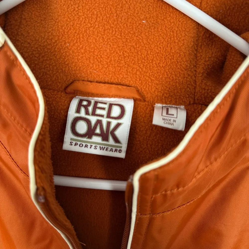 Red Oak Texas Longhorns Mens Large Winter Coat Jacket Hooded Orange Fleece Lined